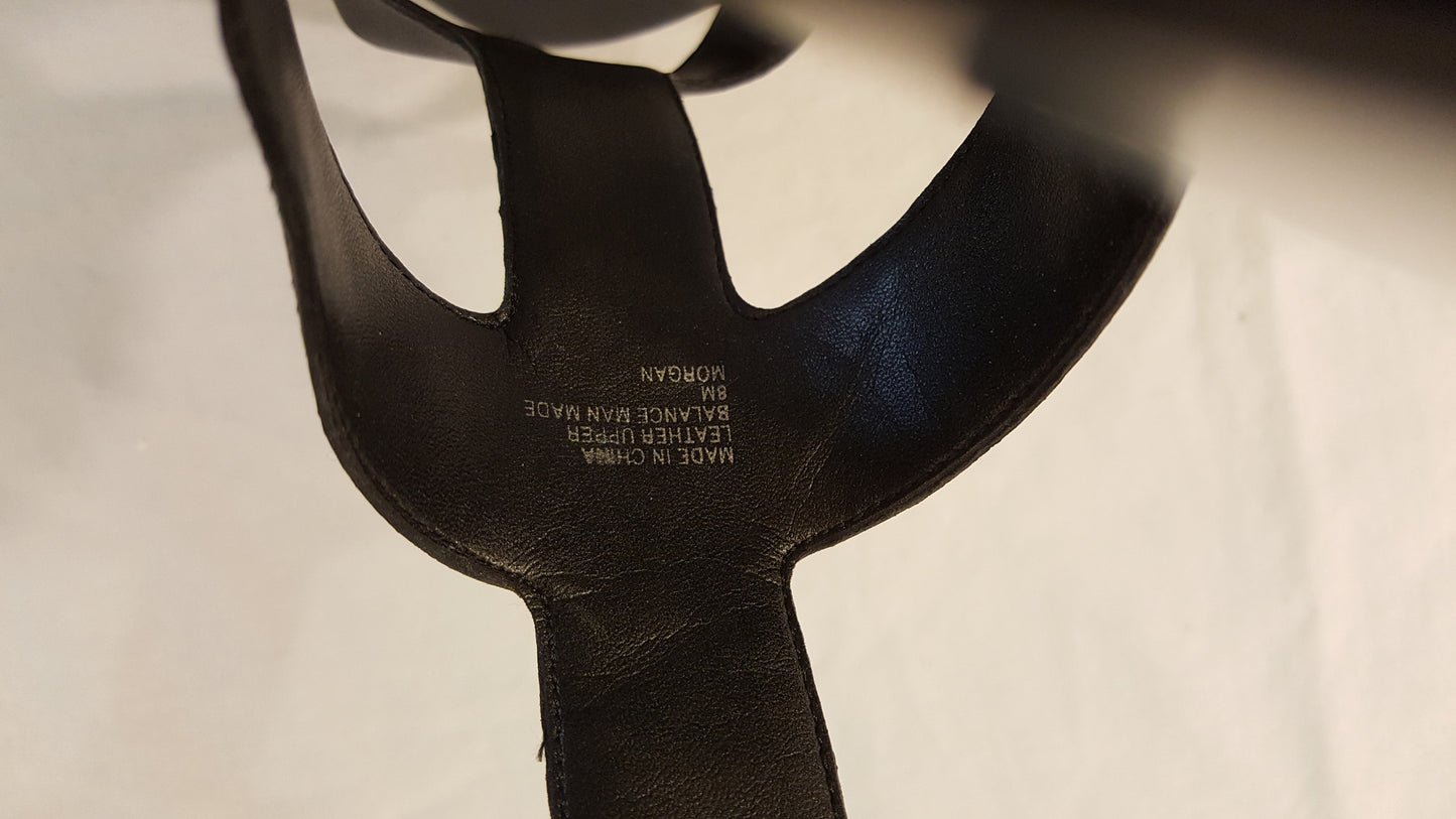 INC Black Leather Heel with Striped Platform-New