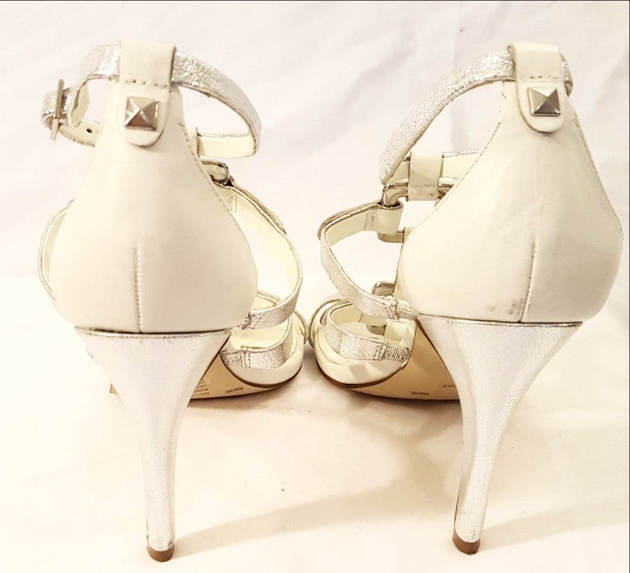 BCBG White and Silver Sandals