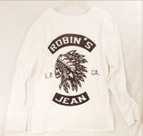 White Long Sleeve Robin's Crew Shirt with Studs