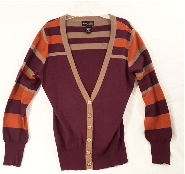 Burgundy Striped Cardigan