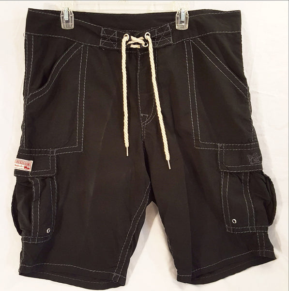 Black True Religion Drawstring Shorts for Men