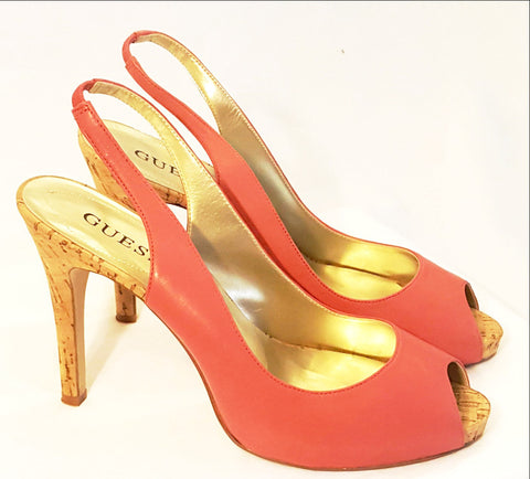 Guess Pink Leather Slingbacks